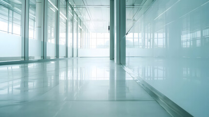 Poster - modern business building with glass wall from empty floor : Generative AI