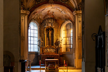 Wall Mural - A small chapel inside the medieval Basilica of St. Emmeram or St. Emmeram's Abbey, a former Benedictine monastery founded in 739 AD in Regensburg, Germany.