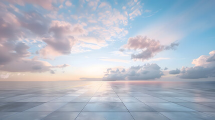 Wall Mural - Empty square floor and beautiful sky cloud scene : Generative AI