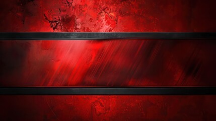 Background design template with metallic red shiny color and black frame layout