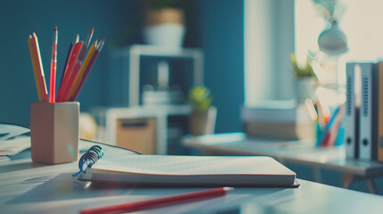 Poster - Open notepad with office supplies : Generative AI