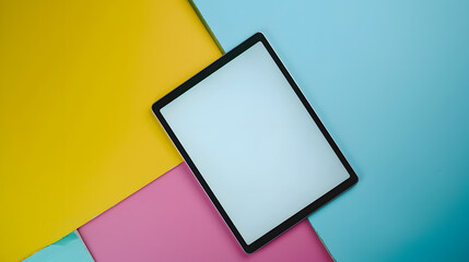 Aufkleber - Tablet with blank screen Flat lay with copy space : Generative AI