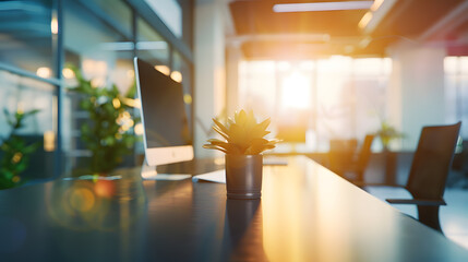 Poster - Blur background of modern office interior design  Contemporary workspace for creative business : Generative AI