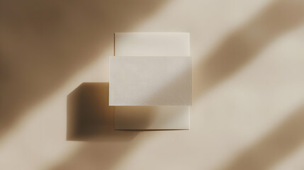 Aufkleber - Elegant classic minimalist business branding template blank paper card with mock up copy space on a warm neutral beige background : Generative AI
