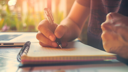 Leinwandbilder - The man hand that is writing the todo list in the notebook working and business concepts : Generative AI