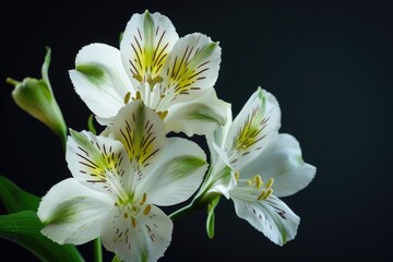 Wall Mural - Flowers On Black. Beauty of Alstroemeria Flowers on a Black Background