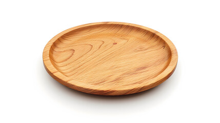 Poster - Wooden Plate isolated on white background with a 45 degree angle setup : Generative AI