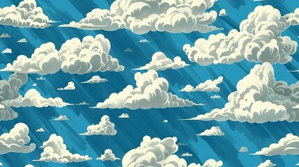 Wall Mural - a sky filled with many clouds or a blue sky with some white clouds in its center