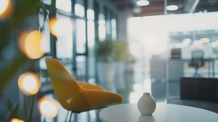 Aufkleber - Beautiful blurred background of a light modern office interior with panoramic windows and beautiful lighting : Generative AI