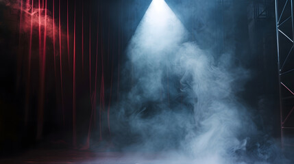 Poster - Theatrical scene without actors scenic light and smoke : Generative AI