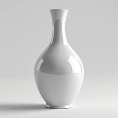 Wall Mural - A pristine white vase stands gracefully on a serene gray background