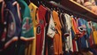 © spyrakot - Nostalgic Display of Various Basketball Team Jerseys in Locker Room