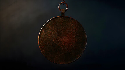 Blank bronze medal on black background : Generative AI