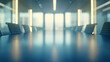 © Generative AI - View of meeting table in empty boardroom : Generative AI