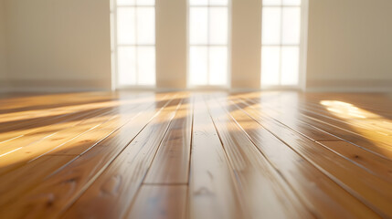 Leinwandbilder - hardwood floor and white wall : Generative AI