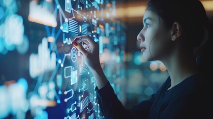 Fototapete - Digital transformation technology strategy, IoT, internet of things. transformation of ideas and the adoption of technology in business in the digital age