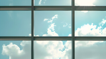 Poster - Through the floortoceiling windows the outdoor sky and cloudscape : Generative AI