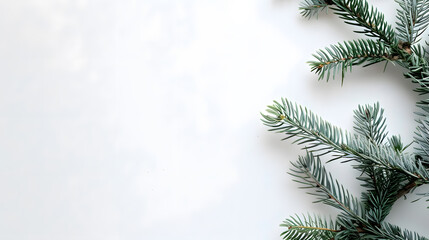 Poster - Pine branches christmas winter mock up with book coverGreetings card new year book mockup with christmas decoration Christmas evergreen fir branches over white background flat lay top  : Generative AI
