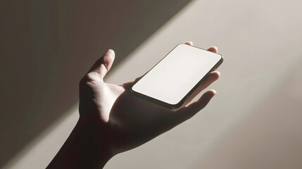 Aufkleber - Mobile Phone Mockup Image Screen as Empty Hand levitating a Blank Display Smartphone Clean and Minimal Styles : Generative AI