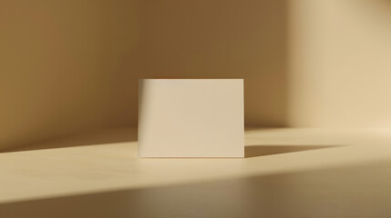 Aufkleber - Elegant classic minimalist business branding template blank paper card with mock up copy space on a warm neutral beige background : Generative AI