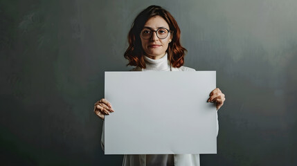 Aufkleber - bright picture of confident woman with blank board : Generative AI