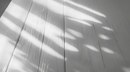 Poster - White wooden desk of free space and wall with shadows White and black napkin decoration : Generative AI