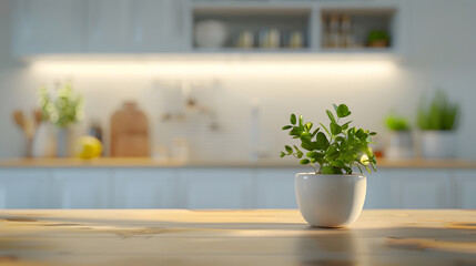 Aufkleber - Background of kitchen interior and pedestal of free space for your decoration : Generative AI