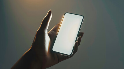 Aufkleber - Mobile Phone Mockup Image Screen as Empty Hand levitating a Blank Display Smartphone Clean and Minimal Styles : Generative AI