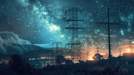 Wall Mural - a beautiful night sky with a few clouds and a few stars