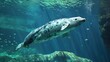 Mesmerizing marine mammal gracefully swims in the enchanting ocean, surrounded by sea life