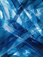 Wall Mural - A blue and white abstract design with a lot of glass