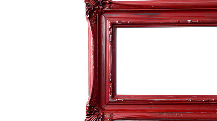 Aufkleber - Antique Marsala Red Bordeaux Burgundy Classic Old Vintage Wooden mockup canvas frame isolated on white Blank diverse subject moulding baguette Design element use for paintings mirrors  : Generative AI