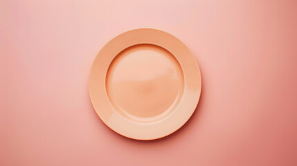 Aufkleber - Top view of isolated of colored background empty round beige plate for food Empty dish with space for your design : Generative AI