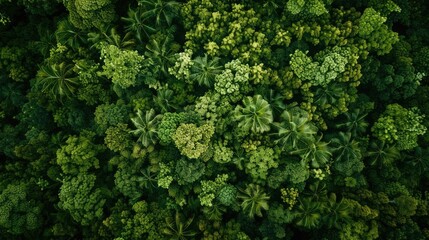 Wall Mural - Captured from above a lush forest of green trees fills the aerial view The drone s lens captures the dense canopy a natural reservoir of CO2 This verdant backdrop symbolizes the push for ca