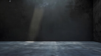 Aufkleber - Cement floor and black wall backgrounds empty room interior use for display products : Generative AI