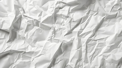 Fototapete - Blank white crumpled and creased paper poster texture background : Generative AI
