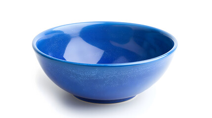 Aufkleber - Empty blue ceramic bowl isolated on white background with clipping path High angle view of deep round blue bowl isolated : Generative AI