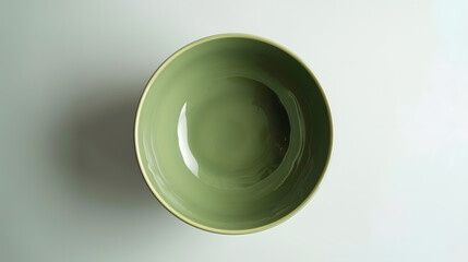 Aufkleber - new empty green ceramic bowl isolated on white background top view : Generative AI