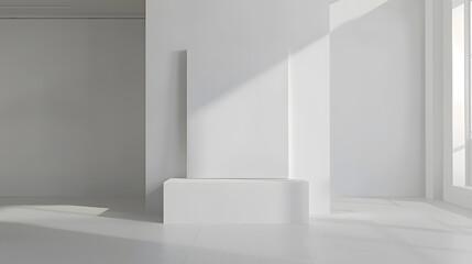 Aufkleber - A grand white canvas in a minimalist room is a focal point that encourages reflection : Generative AI
