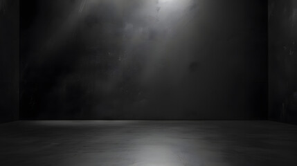 Fototapete - Black studio room background Black cement wall interior texture for display products : Generative AI