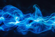 Abstract vibrant blue smoke waves flow elegantly against a stark black backdrop, embodying a dynamic and electric aesthetic