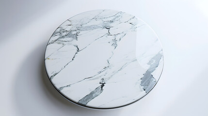 Aufkleber - White marble stone table top isolated on white background for product display : Generative AI