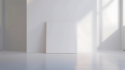 Aufkleber - A grand white canvas in a minimalist room is a focal point that encourages reflection : Generative AI