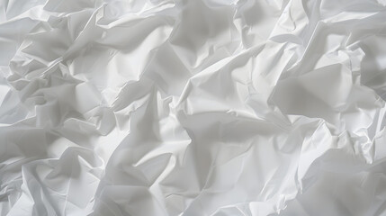 Fototapete - Blank white crumpled and creased paper poster texture background : Generative AI