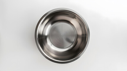 Aufkleber - Top view of empty stainless steel bowl isolated on white : Generative AI