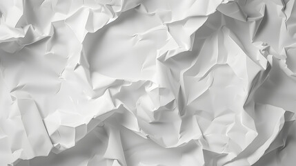 Fototapete - Blank white crumpled and creased paper poster texture background : Generative AI
