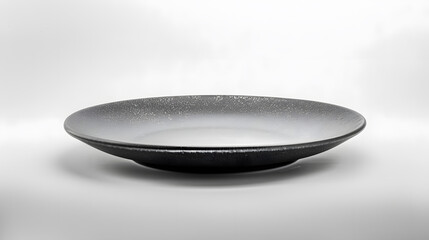 Aufkleber - gray Round Empty Textured plate on white background isolated selective focus : Generative AI