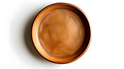 Aufkleber - Empty brown ceramic plate isolated on white background top view : Generative AI