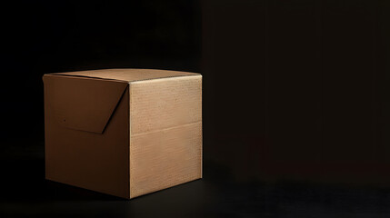 Poster - paper box isolated on black background : Generative AI