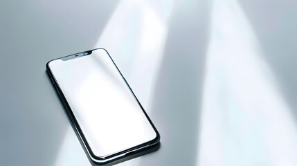 Aufkleber - Smartphone with a blank screen on a white background Smartphone mockup closeup isolated on white background : Generative AI
